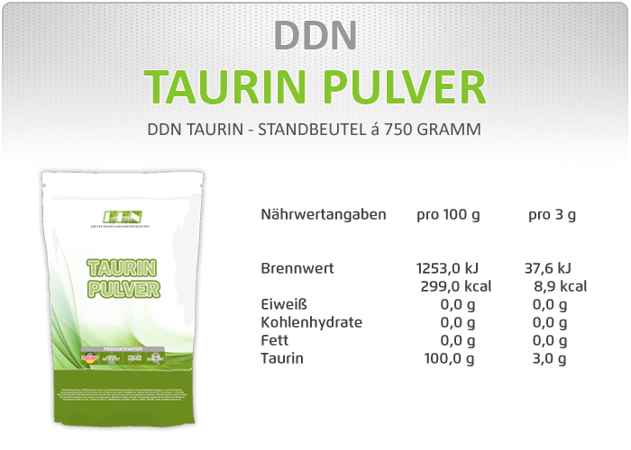 DDN Taurin Pulver - alle wichtigen Informationen zum Produkt bei Pharmasports