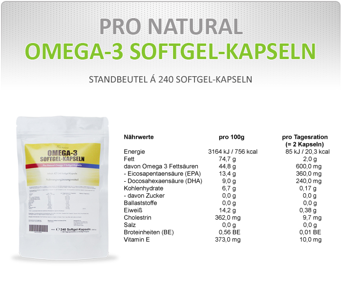 Informationen zu Pro Natural Omega-3 Softgel-Kapseln 