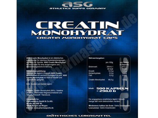 ASG Creatin Monohydrat Etikett