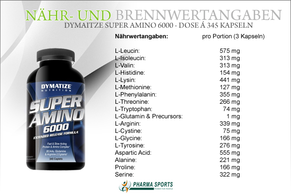 Dymatize Super Amino - Nähr- und Brennwerte