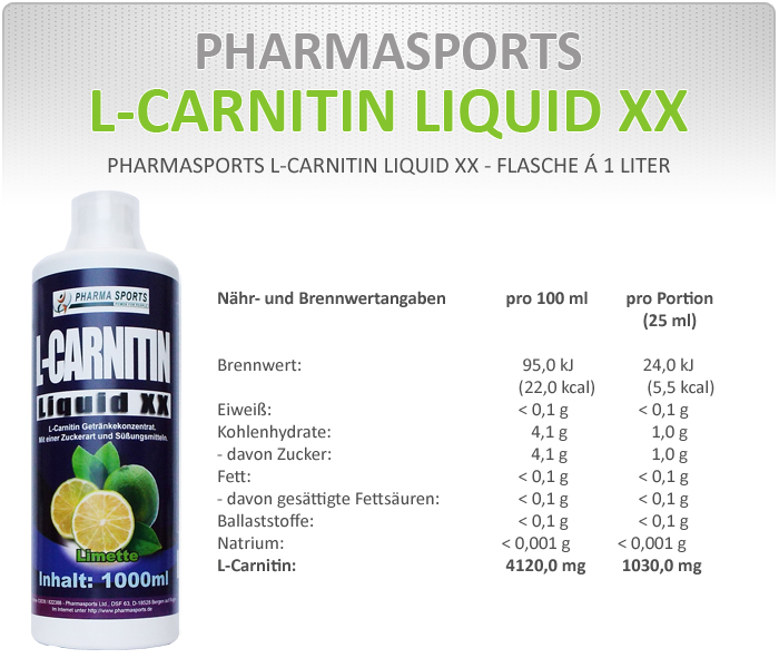 Nähr- und Brennwerte zum Pharmasports L-Carnitin Liquid XX