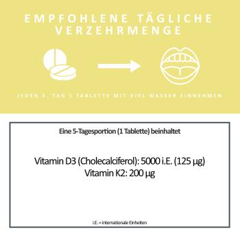 Pro Natural Vitamin D3+K2 D3 5000 I.E + Vitamin K2 200mcg