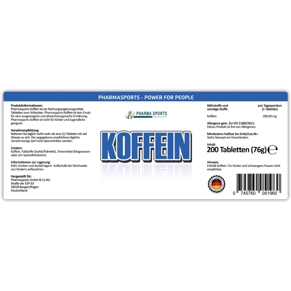 Pharmasports Koffein Tabletten Pharmasports Koffein Tabletten