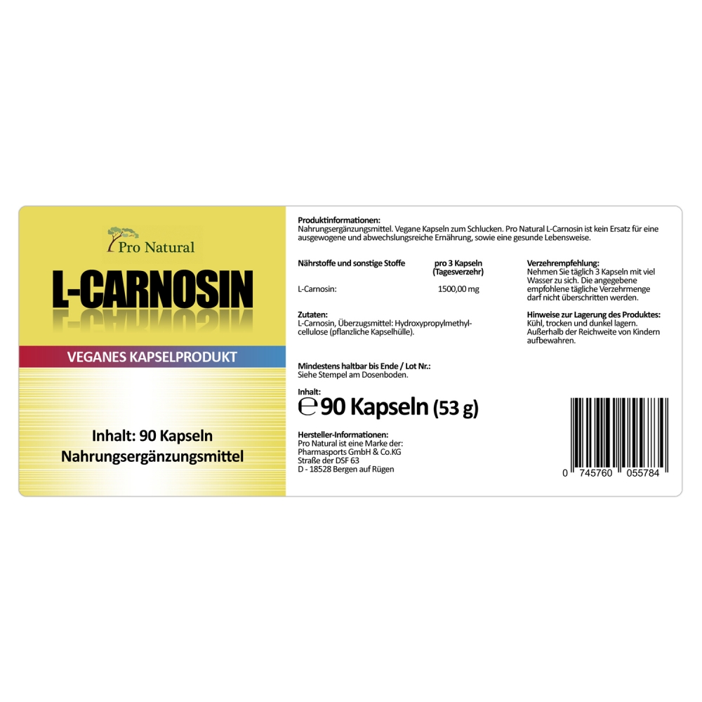 Pro Natural L-Carnosin Kapseln Pro Natural L-Carnosin Kapseln