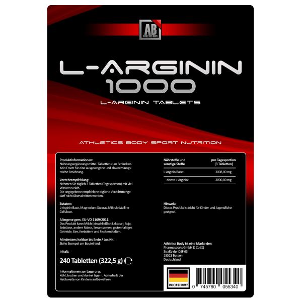 Athletics Body L-Arginin 1000