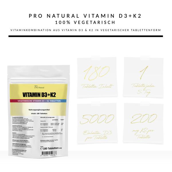 Pro Natural Vitamin D3+K2 D3 5000 I.E + Vitamin K2 200mcg