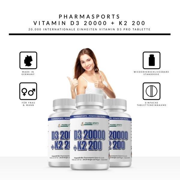 Pharmasports Vitamin D3 20000 + K2 200