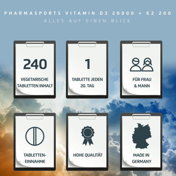Pharmasports Vitamin D3 20000 + K2 200