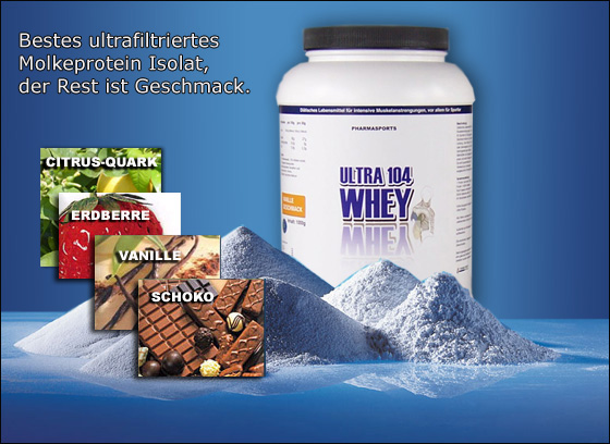 Pharmasports Ultra 104 Whey 90% Molkenprotein / Ultrafiltriert und 10% Isolat das Beste Einzelprotein der Welt