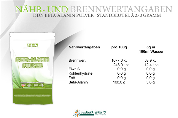 DDN Beta-Alanin Pulver - alle wichtigen Informationen zur Aminosäure Beta-Alanin und mehr bei Pharmasports