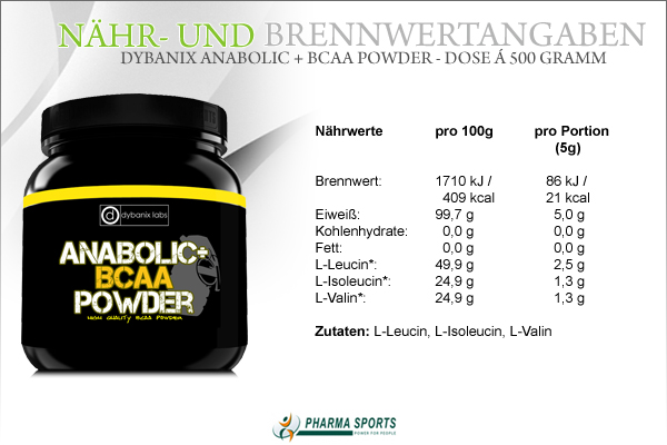 Dybanix Anabolic + BCAA Powder - Nähr- und Brennwerte