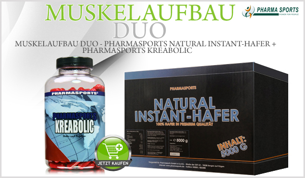 Muskelaufbau Duo - Pharmasports Natural Instant-Hafer + Kreabolic