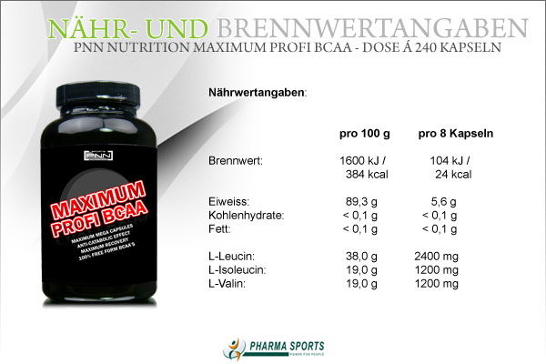 PNN Nutrition Maximum Profi BCAA - Hochwertige Mega BCAA Kapseln für Sportler