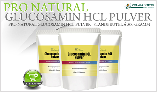 Pro Natural Glucosamin HCL Pulver - Standbeutel á 500 Gramm (0,5 Kilogramm)