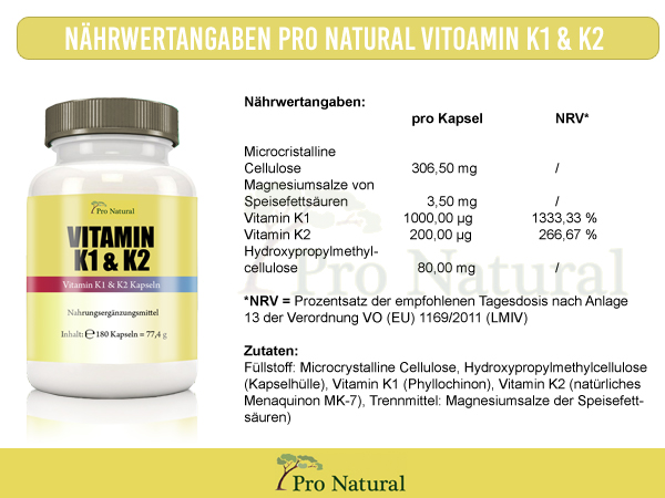 Pro Natural Vitamin K1 & K2 Informationen 