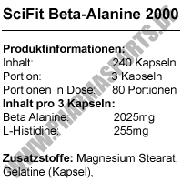 Produktdaten für SciFit Beta-Alanine 2000