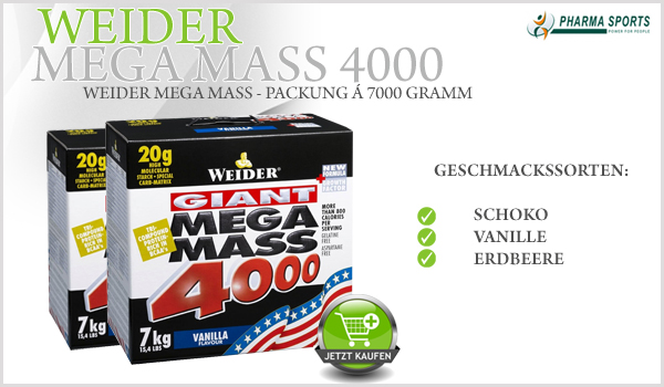 Weight Gainer Weider Mega Mass 4000 - weltweit bekannteste Produkt von Weider 