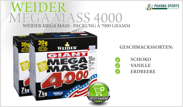 Weider Mega Mass 4000 - 3 kg - Weight Gainer Protein Eiweiß